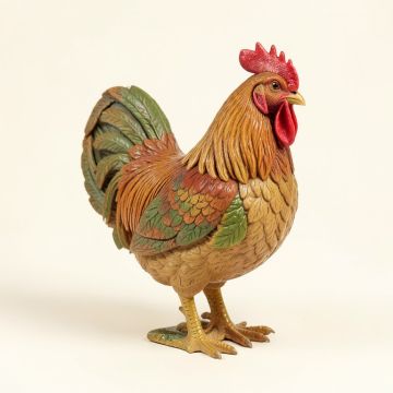 Madely Rooster In Leaves Figurine (synthetic illustration; no displayed measurements)
