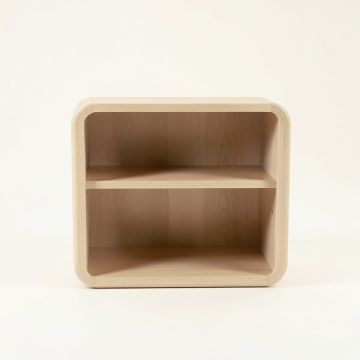 Holly Arc Low Bookcase - Beige (synthetic illustration; no displayed measurements)