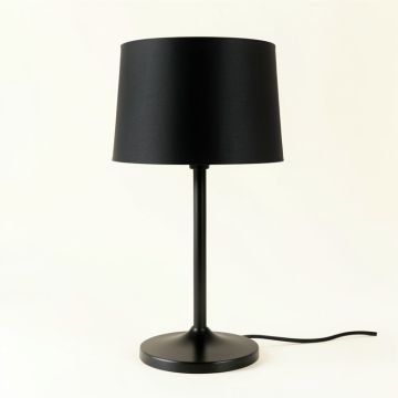 Ridge Arc Table Lamp With A Plain Fabric Shade - Black (synthetic illustration; no displayed measurements)