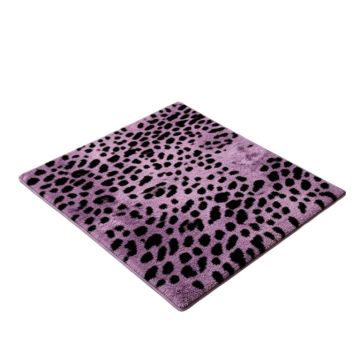 African Safari Animal Print Tufted Wool Purple/Black Area Rug