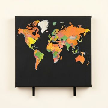 Colorful World Map - Graphic Art Print On Canvas (synthetic illustration; no displayed measurements)