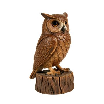 Johnny Driftwood Barn Owl On Stump Statue