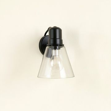 Flint Crest Wall Sconce Mounted On A Plain Wall - Black (synthetic illustration; no displayed measurements)