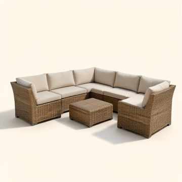 Outdoor Patio 4 Piece Rattan Sectional Seating Group With Cushions (synthetic illustration; no displayed measurements)