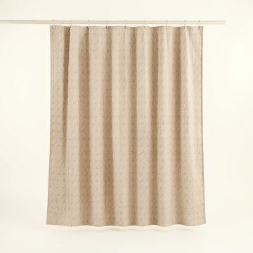 Lake Bluff Shower Curtain Hanging Flat From A Plain Rod - Beige (synthetic illustration; no displayed measurements)