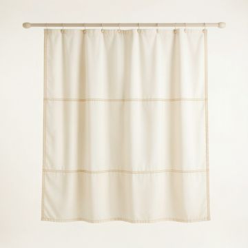 Dune Brook Shower Curtain Hanging Flat From A Plain Rod - Ivory (synthetic illustration; no displayed measurements)