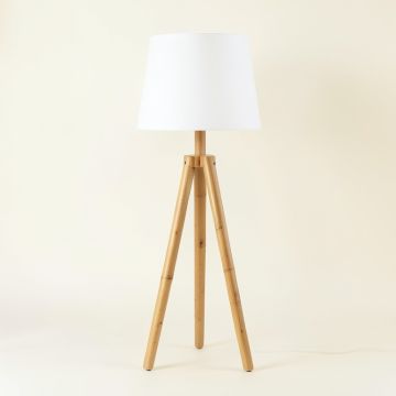 Sage Bridge Floor Lamp With A Plain Fabric Shade - White (synthetic illustration; no displayed measurements)