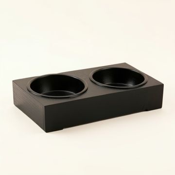 Slate Canyon Pet Feeding Stand With Two Plain Empty Bowls - Black (synthetic illustration; no displayed measurements)