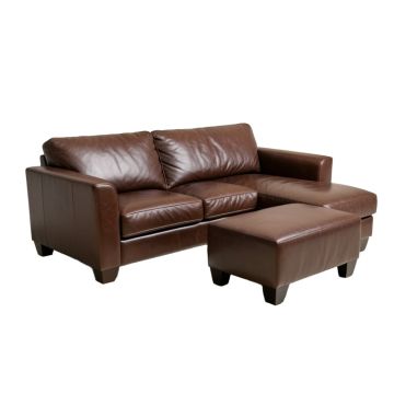 Hamby 103.5 '' Wide Faux Leather Sofa & Chaise With Ottoman