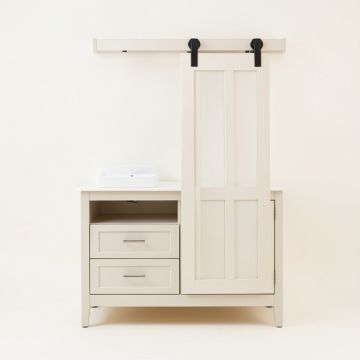 Braylen Sliding Barn Door 60 '' Double Bathroom Vanity Set (synthetic illustration; no displayed measurements)