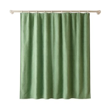 Cliff Bluff Shower Curtain Hanging Flat From A Plain Rod - Green