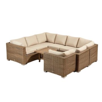 Patio Furniture 9 Pieces Rattan Wicker Sectional Seating Group With Cushions