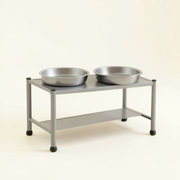 Oak Brook Pet Feeding Stand With Two Plain Empty Bowls - Gray (synthetic illustration; no displayed measurements)