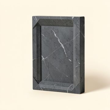 Reflect 4 '' X 12 '' Beveled Marble Splitface Tile In Dark Gray (synthetic illustration; no displayed measurements)