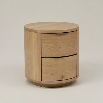 Mirefield Cylindrical Two-Drawer Nightstand (synthetic illustration; no displayed measurements)