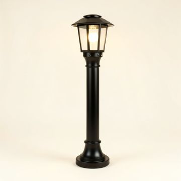 Tyndale Black 1 -Light 65 '' H Solar Powered Lamp Post ( Full ) (synthetic illustration; no displayed measurements)