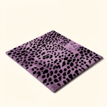African Safari Animal Print Tufted Wool Purple/Black Area Rug (synthetic illustration; no displayed measurements)