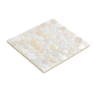 Pacif Random Sized Glass Pearl Shell Mosaic Tile In Polished White/Pearl