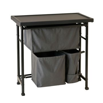 Slate Branch Laundry Sorting Station With Plain Removable Bags - Black