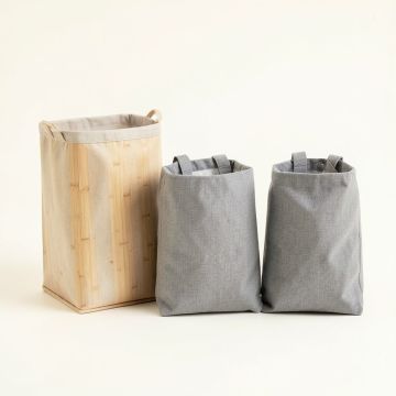 Spruce Arc Laundry Sorting Station With Plain Removable Bags - Gray (synthetic illustration; no displayed measurements)