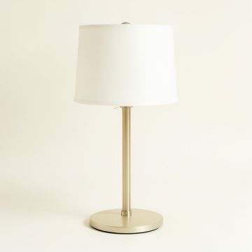 Oak Bridge Table Lamp With A Plain Fabric Shade - Ivory (synthetic illustration; no displayed measurements)