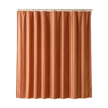 Pine Arc Shower Curtain Hanging Flat From A Plain Rod - Terracotta