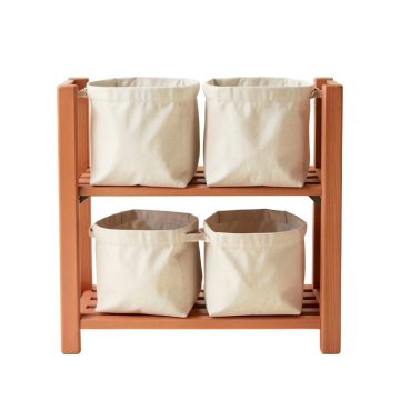 Birch Bridge Laundry Sorting Station With Plain Removable Bags - Terracotta