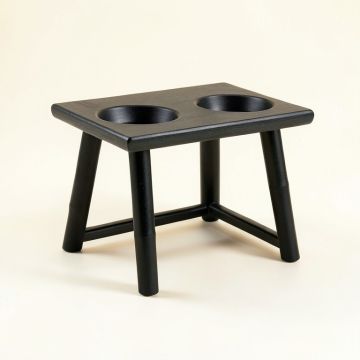 Moss Bluff Pet Feeding Stand With Two Plain Empty Bowls - Black (synthetic illustration; no displayed measurements)