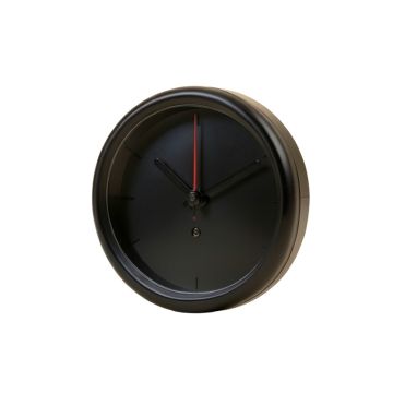 Indoor/Outdoor 14-Inch Round Dial Clock W/Thermometer-Black