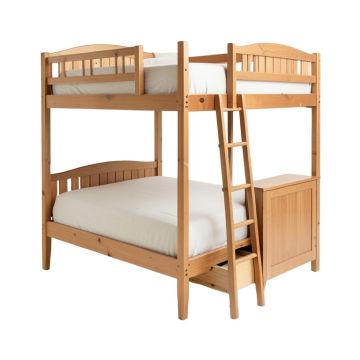 Hazzard Twin Over Full Solid Wood Standard Bunk Bed With Bookcase With Trundle And With Shelves