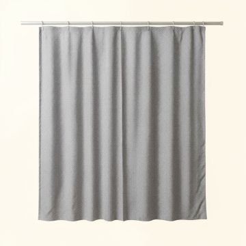 Maple Branch Shower Curtain Hanging Flat From A Plain Rod - Gray (synthetic illustration; no displayed measurements)