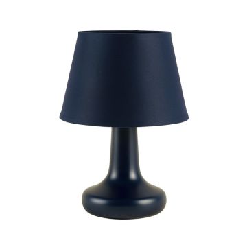 Olive Bend Table Lamp With A Plain Fabric Shade - Navy