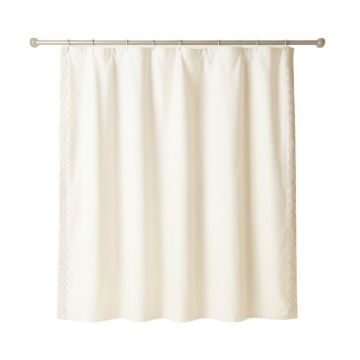Maple Edge Shower Curtain Hanging Flat From A Plain Rod - Ivory