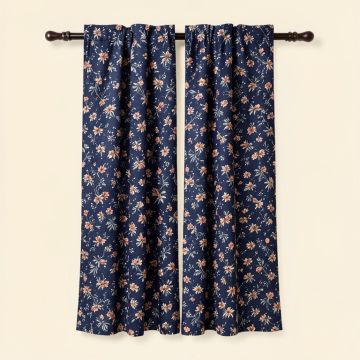 Mid-Century Pattern X Floral Semi-Sheer Thermal Rod Pocket Curtain Panels (synthetic illustration; no displayed measurements)