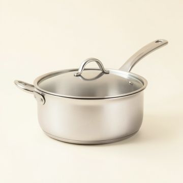 Berghoff International Manhattan Covered 3.2 Qt . Stainless Steel Sauce Pan With Lid (synthetic illustration; no displayed measurements)