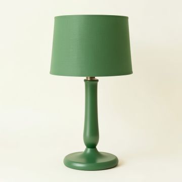 Wren Brook Table Lamp With A Plain Fabric Shade - Green (synthetic illustration; no displayed measurements)