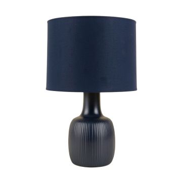 Aspen Dell Table Lamp With A Plain Fabric Shade - Navy