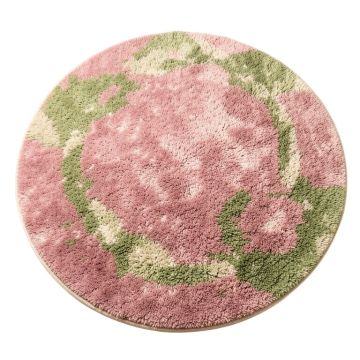 Round Shag Pink/Green/Beige Area Rug