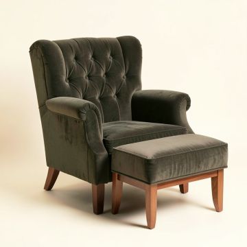 Elroy 32 '' Wide Tufted Wingback Chair And Ottoman (synthetic illustration; no displayed measurements)