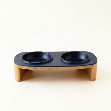 Shore Bluff Pet Feeding Stand With Two Plain Empty Bowls - Navy (synthetic illustration; no displayed measurements)
