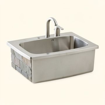 Kohler Tailor Medium Single Basin Stainless Steel Sink With Carved Stone Insert (synthetic illustration; no displayed measurements)