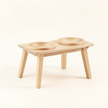 Aspen Crest Pet Feeding Stand With Two Plain Empty Bowls - Beige (synthetic illustration; no displayed measurements)
