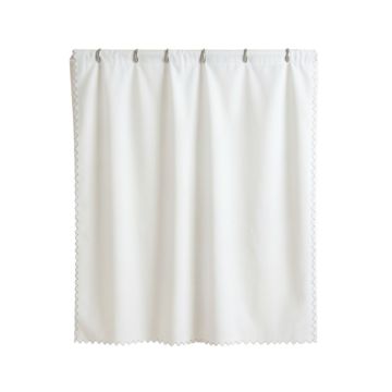 Heath Edge Shower Curtain Hanging Flat From A Plain Rod - White