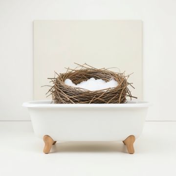 Fresh Soap And Water Bath Tub Bathroom Design - Graphic Art Print (synthetic illustration; no displayed measurements)