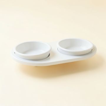 Stone Canyon Pet Feeding Stand With Two Plain Empty Bowls - White (synthetic illustration; no displayed measurements)