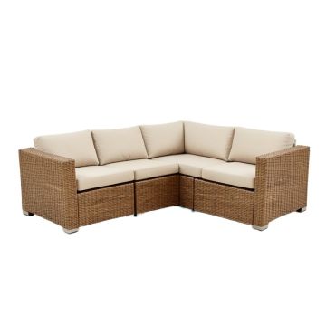 Cotswald 4 Piece Rattan Sectional Seating Group With Cushions