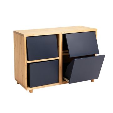 Meadow Canyon Freestanding Pull-Out Hamper Cabinet - Navy