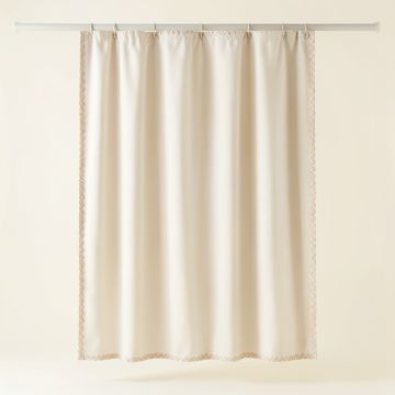 Fern Falls Shower Curtain Hanging Flat From A Plain Rod - Ivory (synthetic illustration; no displayed measurements)