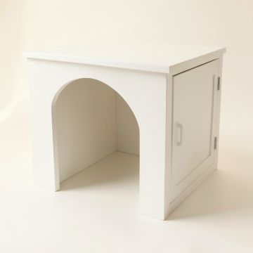 Elm Edge Empty Furniture-Style Litter Enclosure - White (synthetic illustration; no displayed measurements)