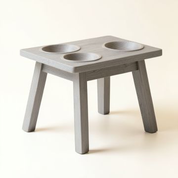 Birch Bluff Pet Feeding Stand With Two Plain Empty Bowls - Gray (synthetic illustration; no displayed measurements)